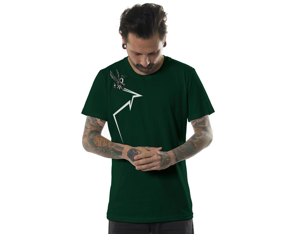 man׳s t-shirt in dark green with a psychedelic print 